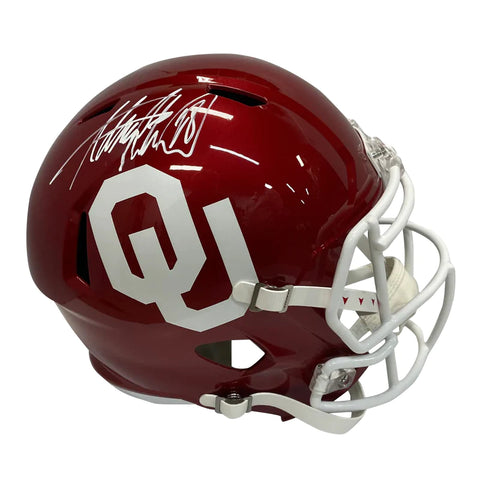 Adrian Peterson Autographed Oklahoma Replica Helmet