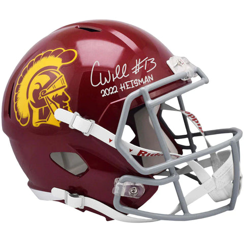 Caleb Williams USC Trojans Autographed Riddell Replica Helmet with "2022 Heisman" Inscription