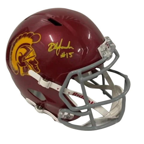 Drake London Autographed USC Trojans Maroon Full Size Replica Speed Helmet Beckett