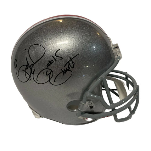 Ezekiel Elliott Autographed Silver Ohio State Full Size Replica Helmet - Beckett