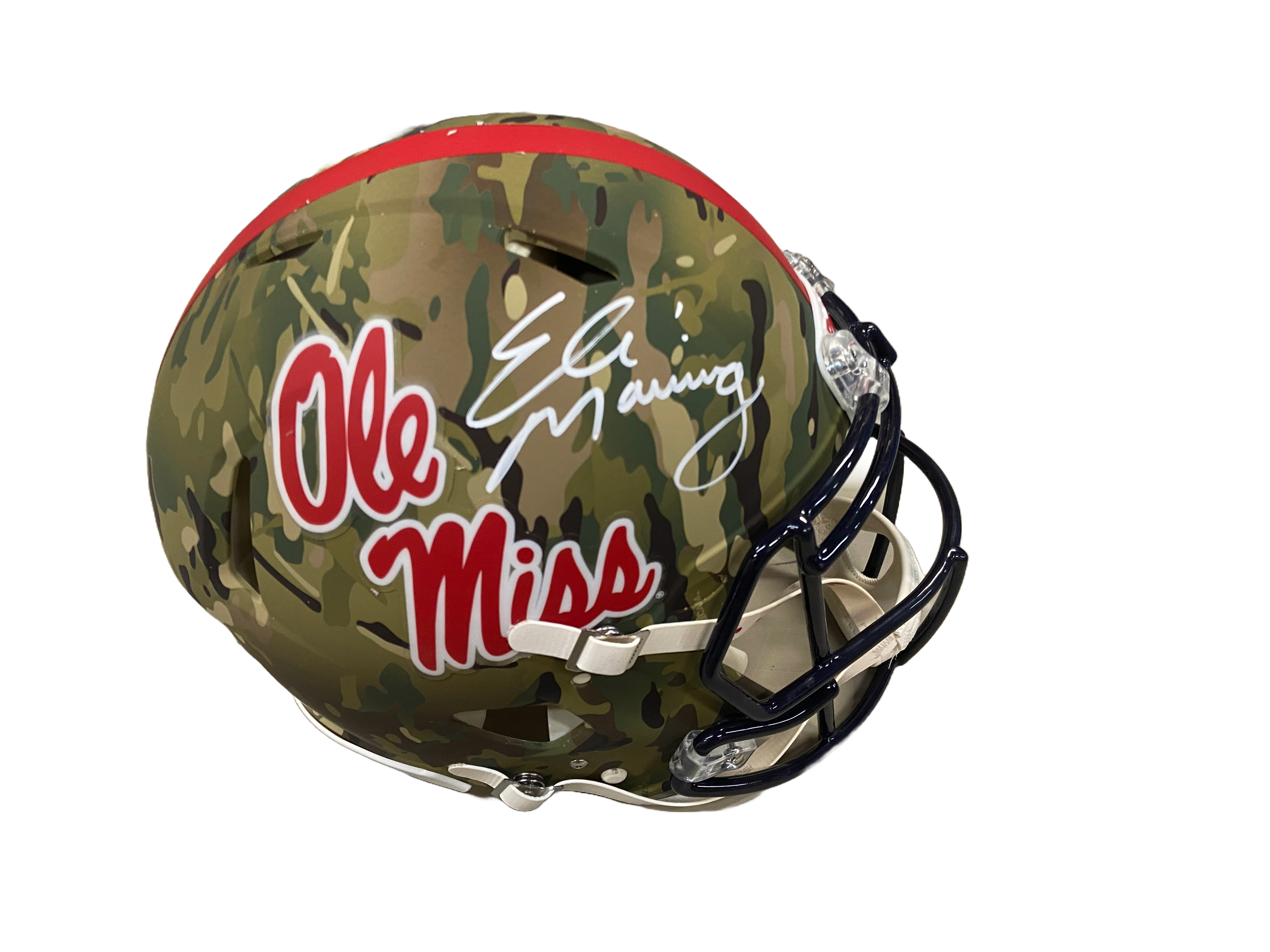 eli manning ole miss football helmets Eli Manning Autographed Ole Miss Camo Authentic Full-Size Helmet