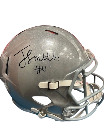 Jeremiah Smith Autographed Silver Ohio State Replica Football Helmet