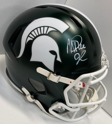 Magic Johnson Autographed Michigan State Green Replica Football Helmet