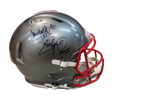 Ohio State Heismans Autographed "Heisman Inscriptions" Flash OSU FS Replica Helmet - Archie Griffin, Troy Smith & Eddie George