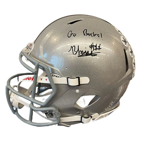 Brandon Inniss Autographed "Go Bucks" Ohio State Silver Replica Football Helmet