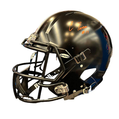 Carnell Tate Autographed OSU Black Replica Football Helmet (Red Signature)