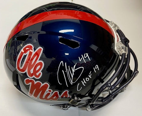 Patrick Willis Autographed “CHOF 19” Ole Miss Navy Replica Football Helmet