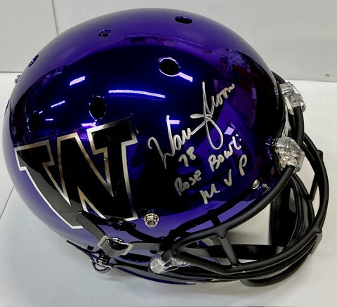 Warren Moon Autographed Washington Huskies "78 Rose Bowl MVP" Purple Replica Helmet