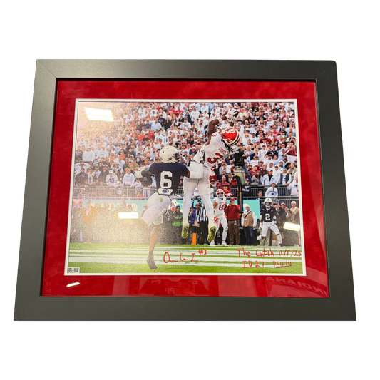 Framed Omar Cooper Jr. Autographed "The Catch 11/8/25 IU 27 PSU24" 16x20 Photo