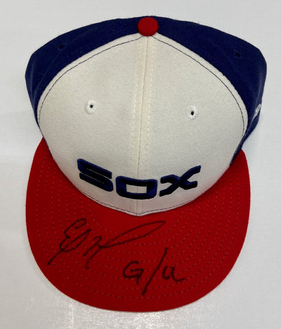 Eloy Jimenez Autographed "G/U" Game Used White Sox Hat