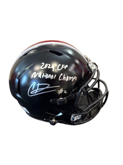 Caleb Downs Autographed "2024 CFP National Champs" Black Replica Helmet