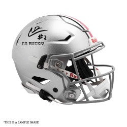 Caleb Downs Autographed "GO BUCKS" Silver Replica Helmet