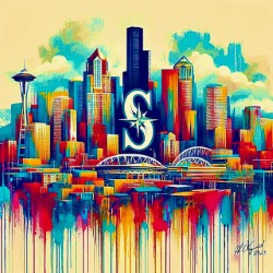 Seattle Mariners Lithograph on Canvas 16 x 24 - 1 of 25