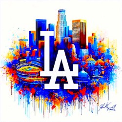 Los Angeles Dodgers Lithograph 24 x 24 Framed - 1 of 25