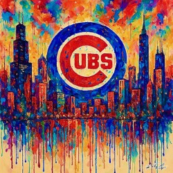 Chicago Cubs Lithograph Framed on Canvas 24 x 24 - 1 of 25