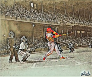 Mike Trout Back In Time Lithograph Framed Canvas - 1 of 25