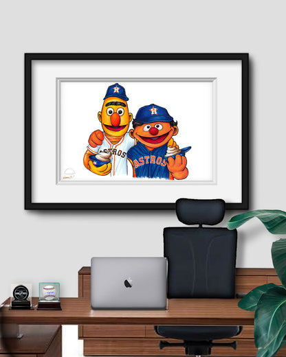 Bert and Ernie x MLB Astros Limited Edition Art Print