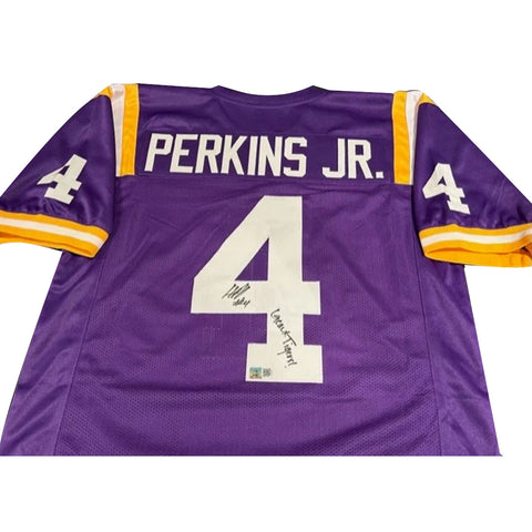 Harold Perkins Jr. Autographed LSU Purple "Geaux Tigers" Custom Jersey