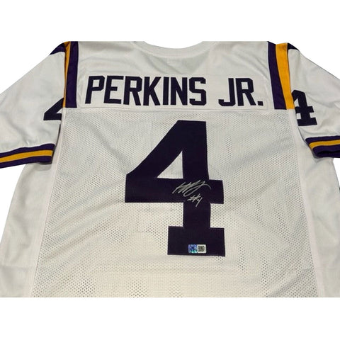 Harold Perkins Jr. Autographed LSU White Custom Jersey