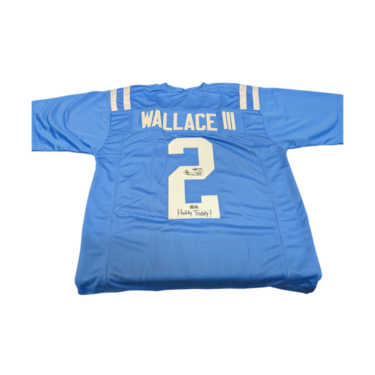 Harrison Wallace III Autographed "Hotty Toddy" Ole Miss Blue Custom Jersey