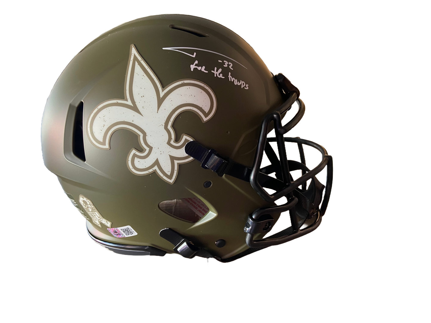 Tyrann Mathieu Autographed "For the Troops" Saints Authentic Salute to Service Full Size Football Helmet