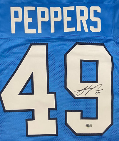 Julius Peppers Autographed Custom Blue Football Jersey