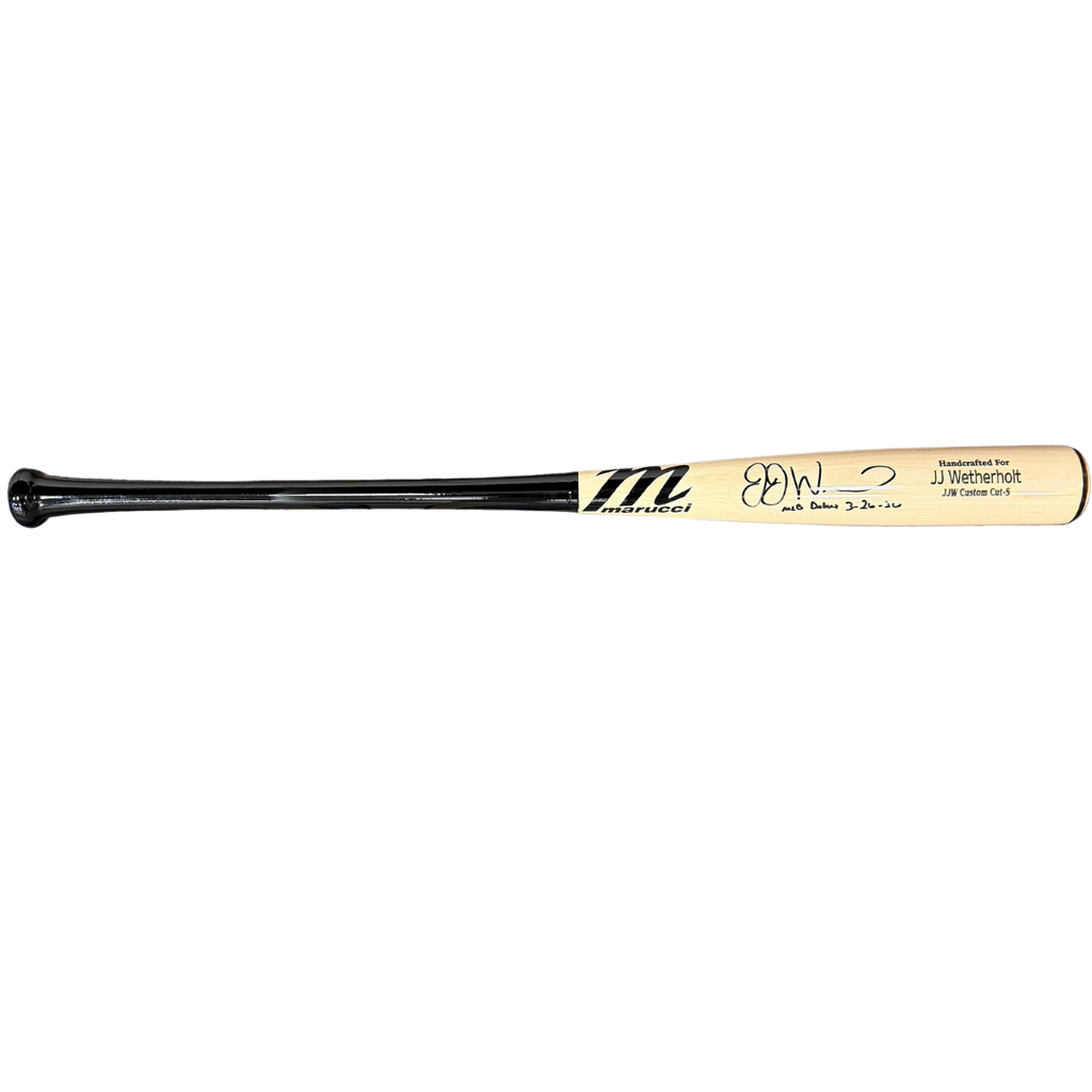 JJ Wetherholt Autographed "MLB Debut 3/26/26" Blonde Game Model Marucci Bat