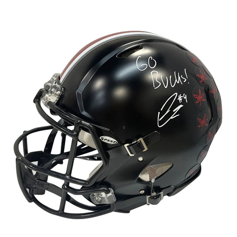 Julian Fleming Autographed "Go Bucks" Ohio State Black Authentic Football Helmet