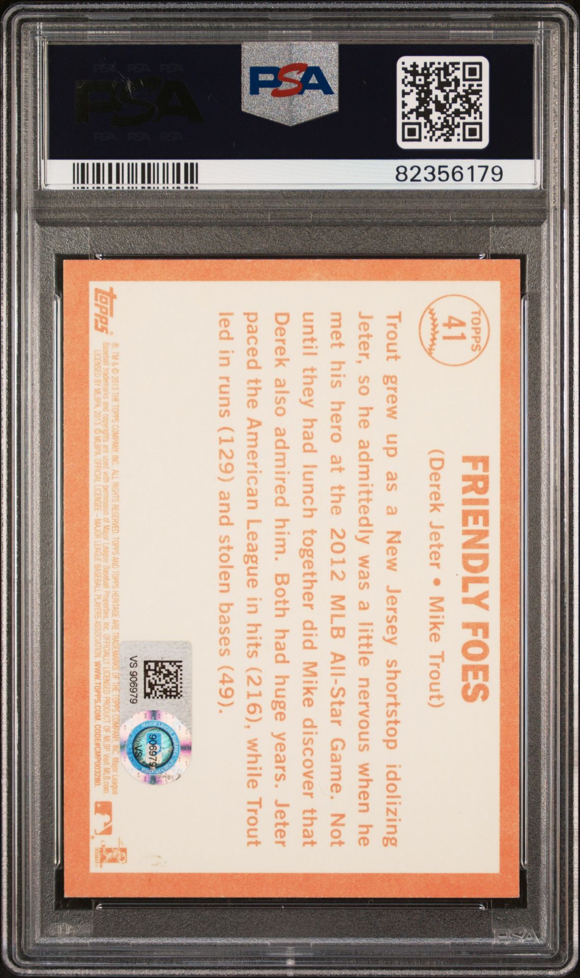 Jeter/Trout Friendly Foes PSA Graded Card - Player's Closet Project Legends Memorabilia Collection Jeter/Trout Friendly Foes PSA Graded Card - Player's Closet Project Legends Memorabilia Collection