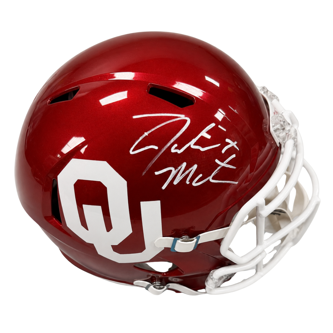 John Mateer Autographed Oklahoma Replica Football Helmet