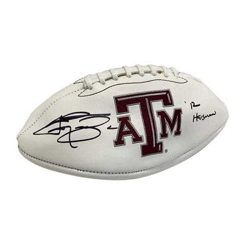 Johnny Manziel Autographed Texas A&M "'12 Heisman" White Football