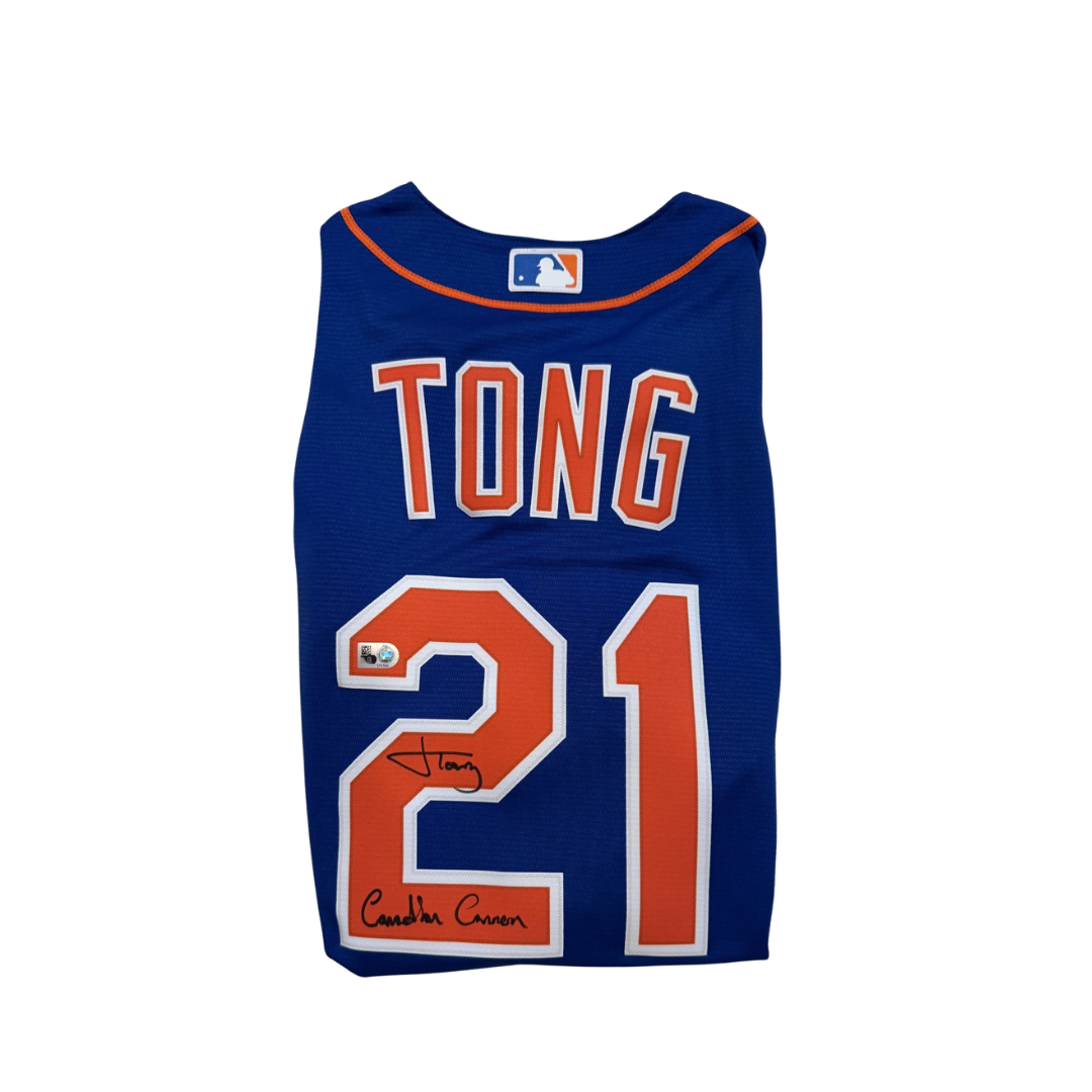 Jonah Tong Autographed "Canadian Cannon" New York Mets Replica Blue Jersey