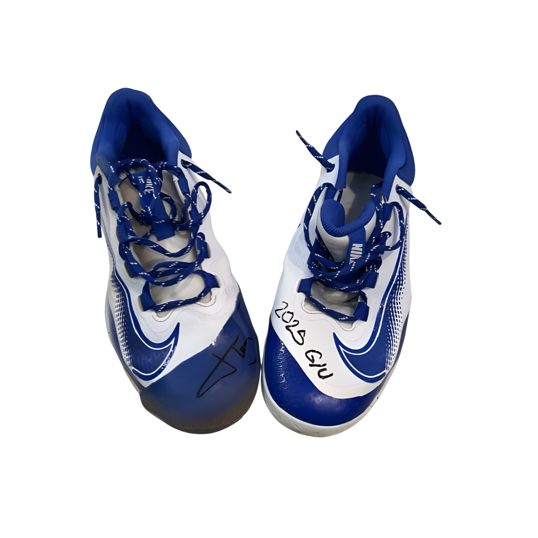 Jonah Tong Autographed Game Used Blue Nike Cleats (Pair) (Jonah Tong's Personal Collection)