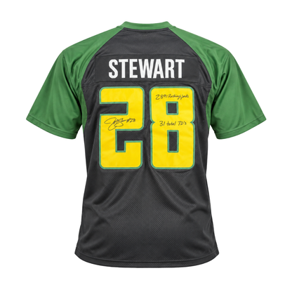 Jonathan Stewart Autographed "2,891 Rush Yards, 31 Total TD's" Black and Green Custom Jersey