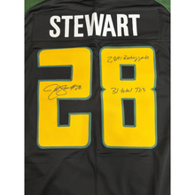 Jonathan Stewart Autographed "2,891 Rush Yards, 31 Total TD's" Black and Green Custom Jersey