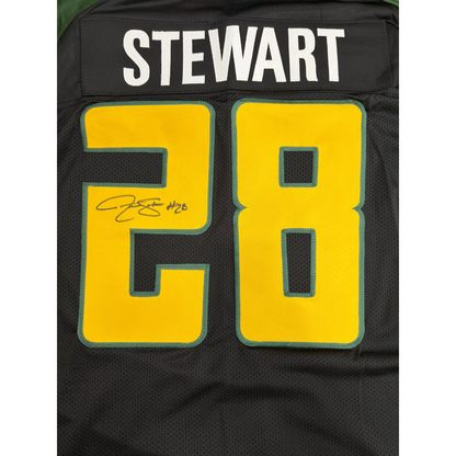 Jonathan Stewart Autographed Black and Green Custom Jersey