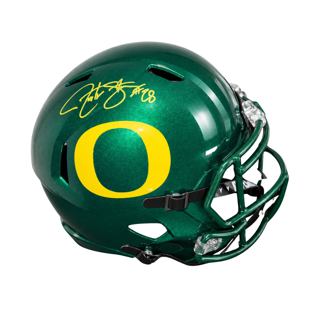 Jonathan Stewart Autographed Green Oregon Ducks Replica Helmet
