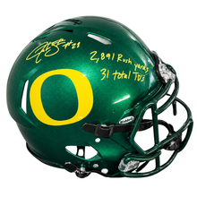 Jonathan Stewart Autographed "2,891 Rush Yards, 31 Total TD's" Green Oregon Authentic Helmet