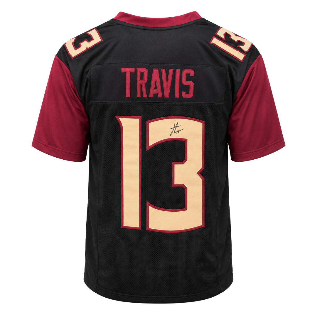 Jordan Travis Autographed Black Custom Jersey