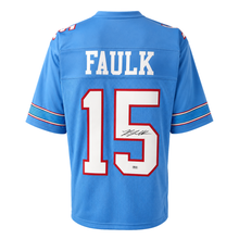 Keldric Faulk Autographed Blue Titans Custom Jersey
