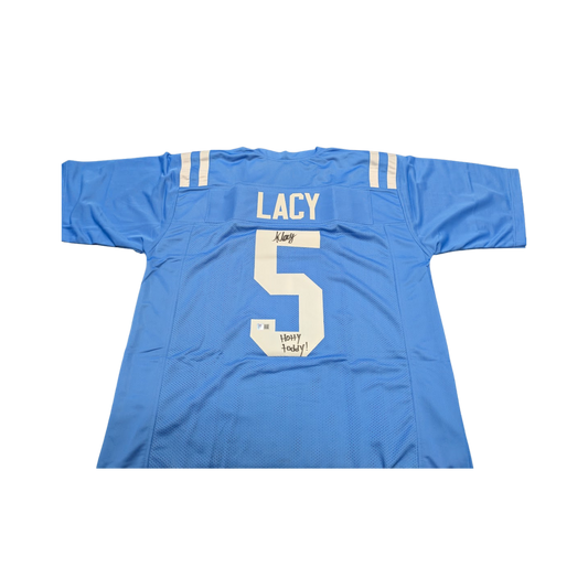 Kewan Lacy Autographed "Hotty Toddy!" Ole Miss Blue Custom Jersey