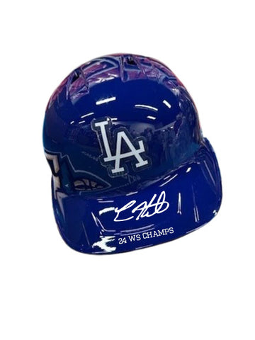 Kiké Hernandez Autographed "24 WS Champs" Blue LA Dodgers Batting Helmet - Presale