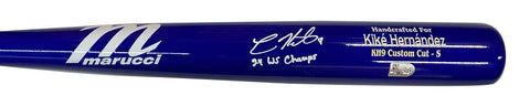 Kiké Hernandez Autographed Blue Game Model Bat Inscribed "24 WS Champs"