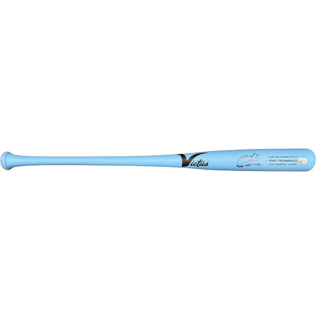 Kike Hernandez Autographed "Happy Father's Day" Game Model Baby Blue Victus Bat
