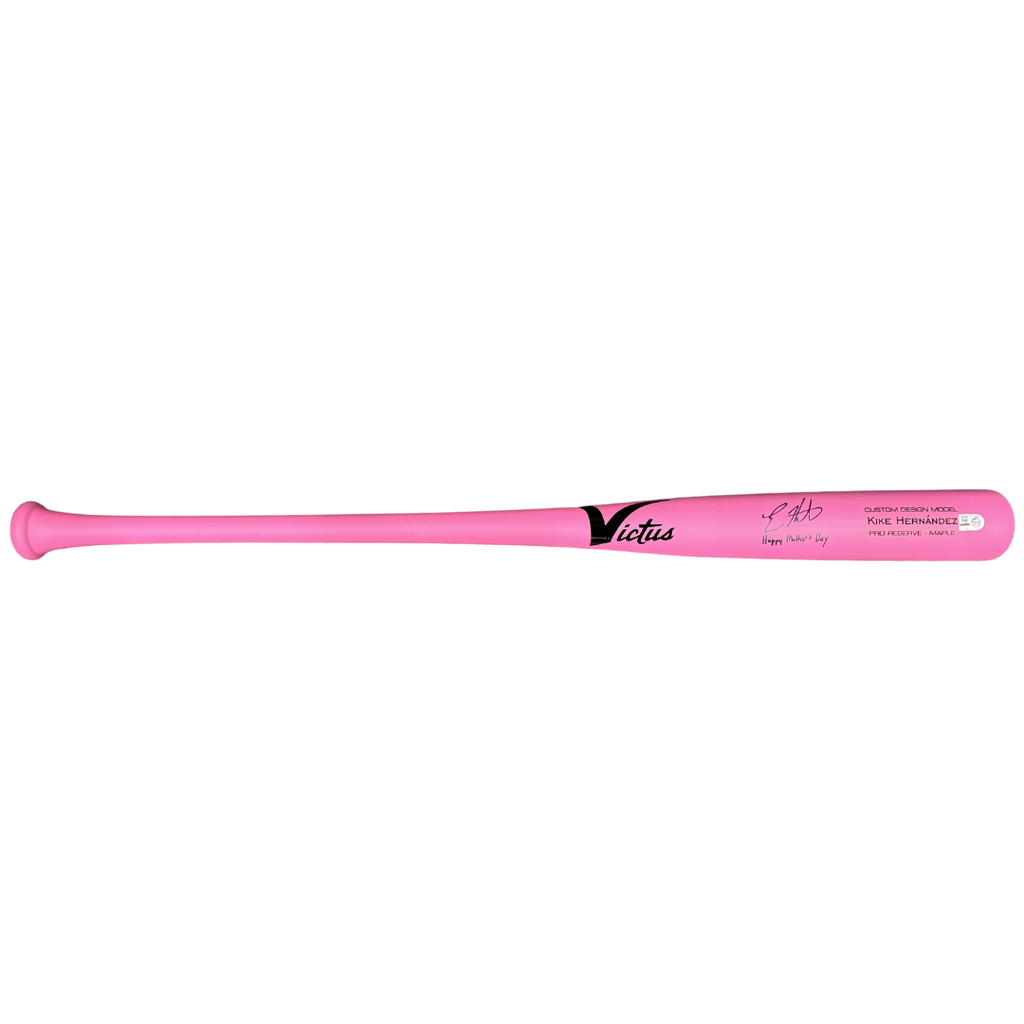 Kike Hernandez Autographed "Happy Mother's Day" Game Model Pink Victus Bat