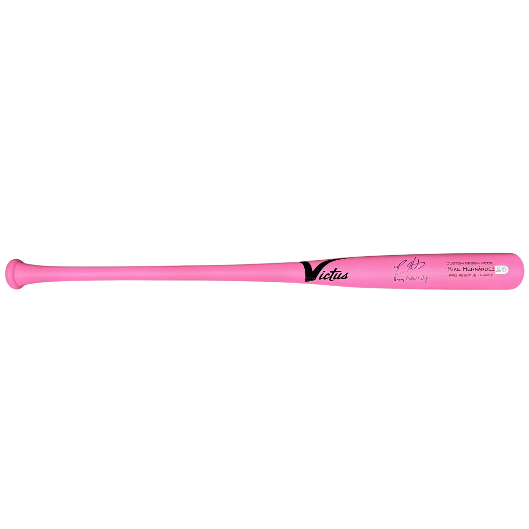 Kike Hernandez Autographed "Happy Mother's Day" Game Model Pink Victus Bat