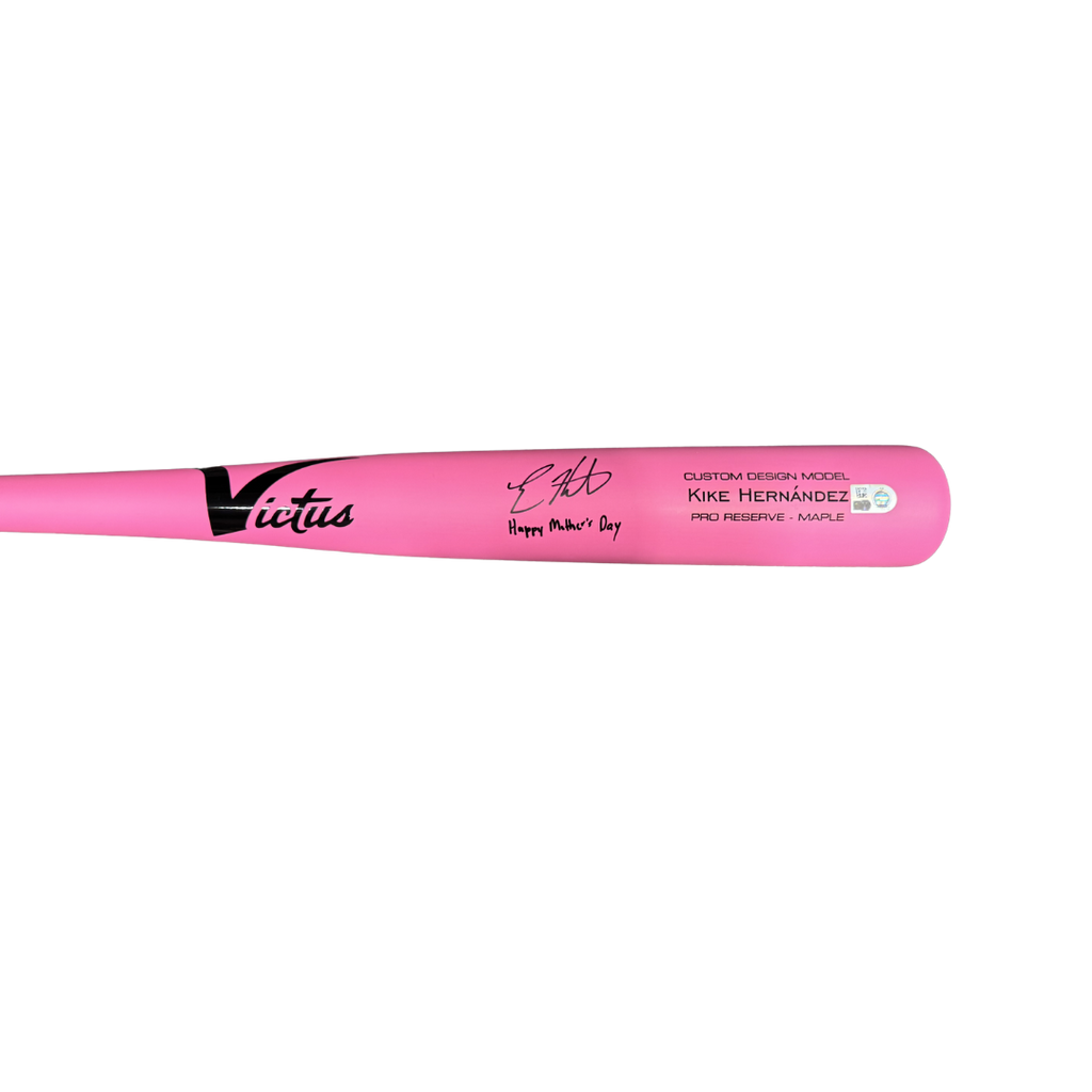 Kike Hernandez Autographed "Happy Mother's Day" Game Model Pink Victus Bat