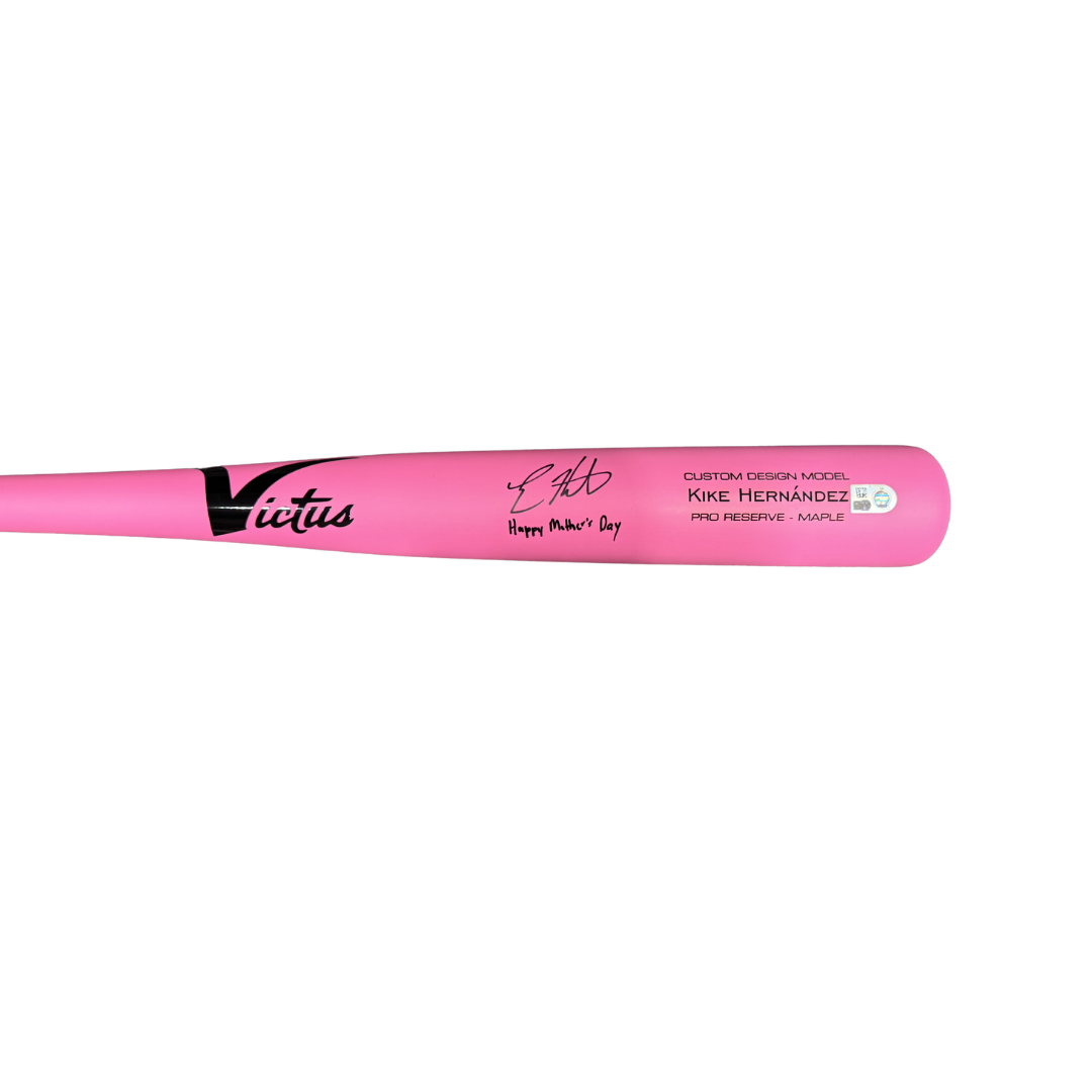 Kike Hernandez Autographed "Happy Mother's Day" Game Model Pink Victus Bat