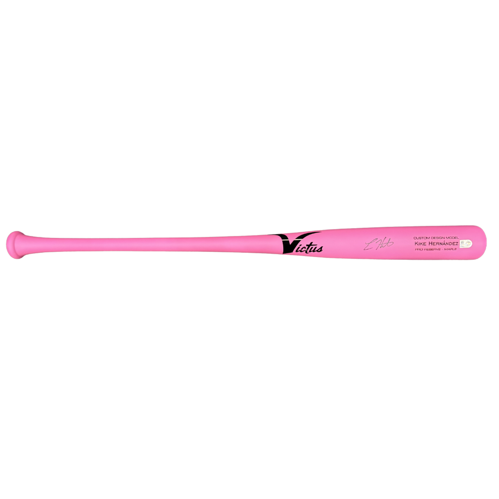 Kike Hernandez Autographed Game Model Pink Victus Bat