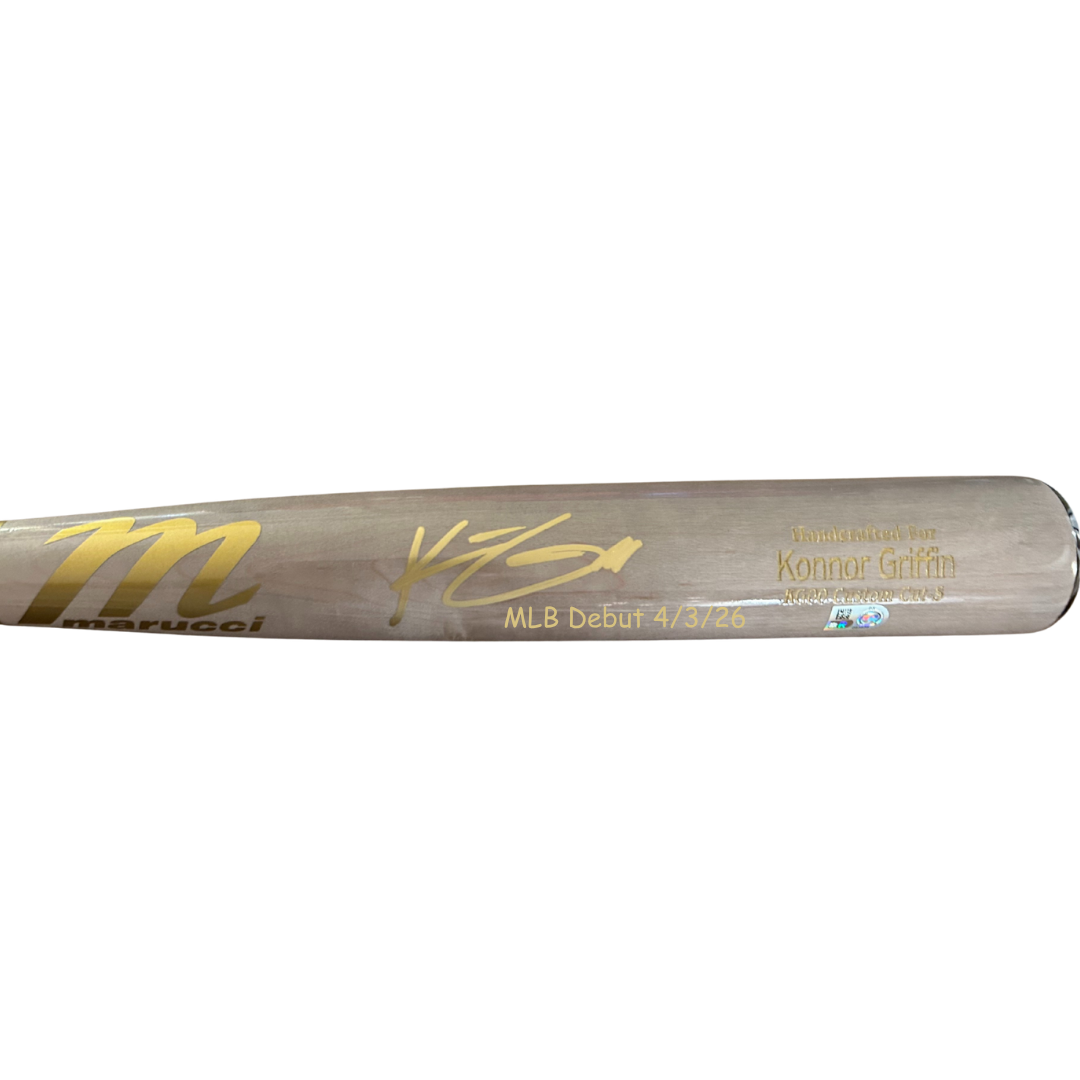 Konnor Griffin Autographed "MLB Debut 4/3/26" Gray Game Model Marucci Bat (PRESALE)